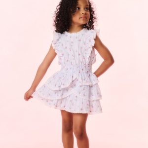 Girls Decker Cotton Floral Striped Dress