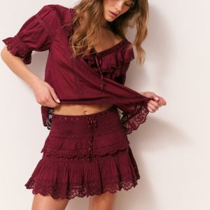 Delphie Cotton Lace-Detailed Mini Skirt
