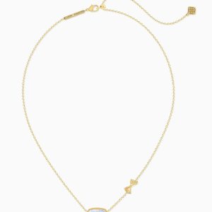 Kendra Scott x LoveShackFancy Bow Gold Whisper Blue Elisa Necklace 