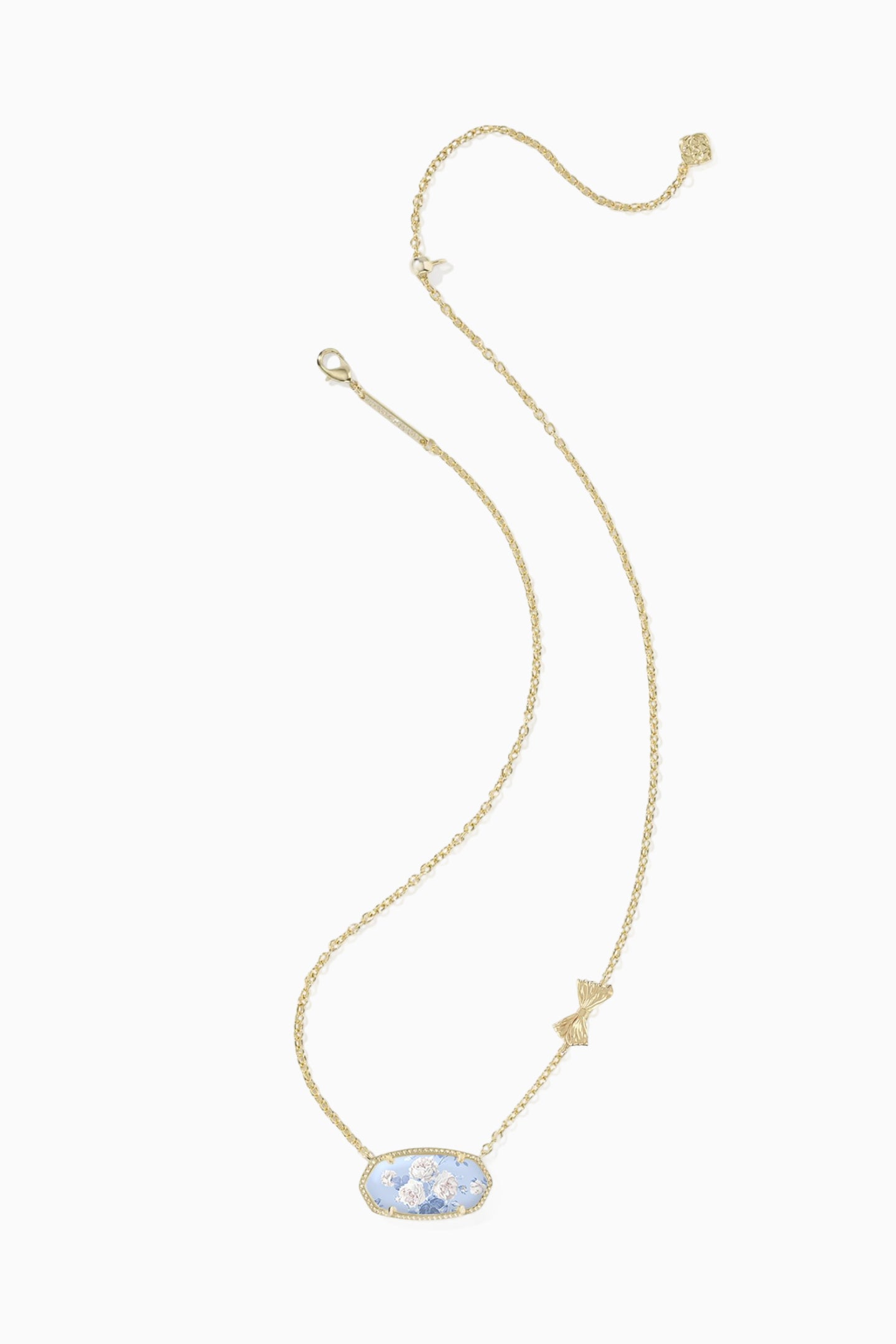 Kendra Scott x LoveShackFancy Bow Gold Whisper Blue Elisa Necklace - Image 4