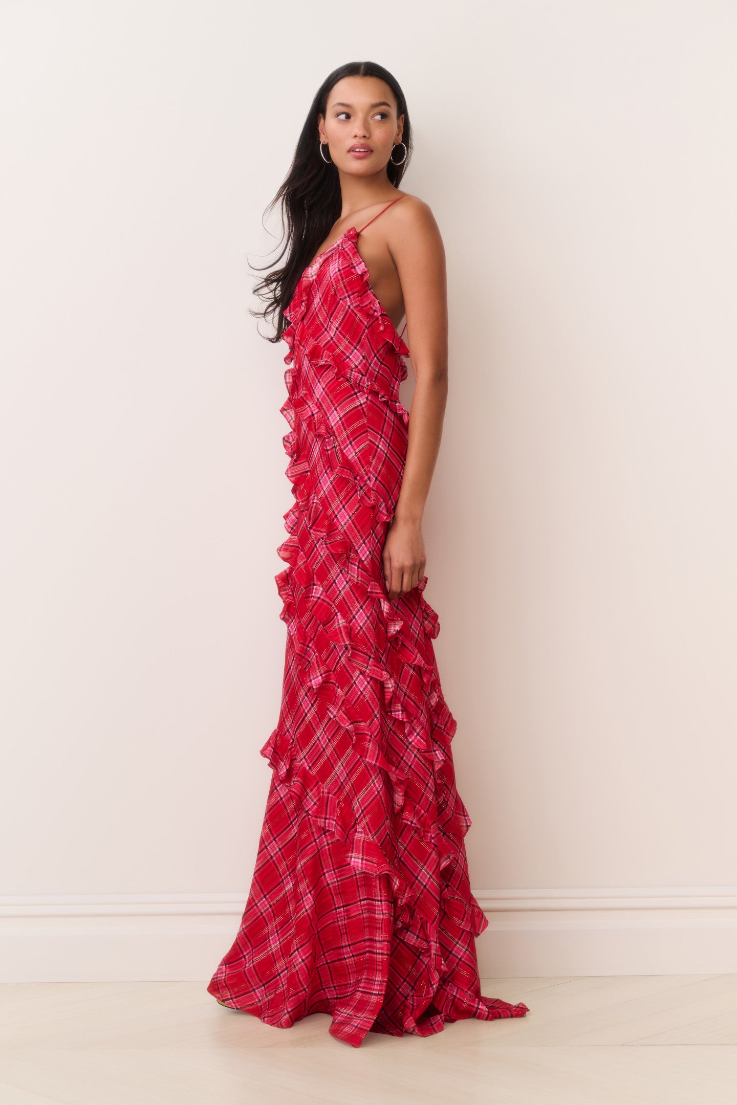 Ellietta Tartan Ruffle Maxi Dress - Image 4