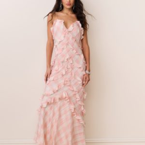 Ellietta Tartan Ruffle Maxi Dress - NEAPOLITAN