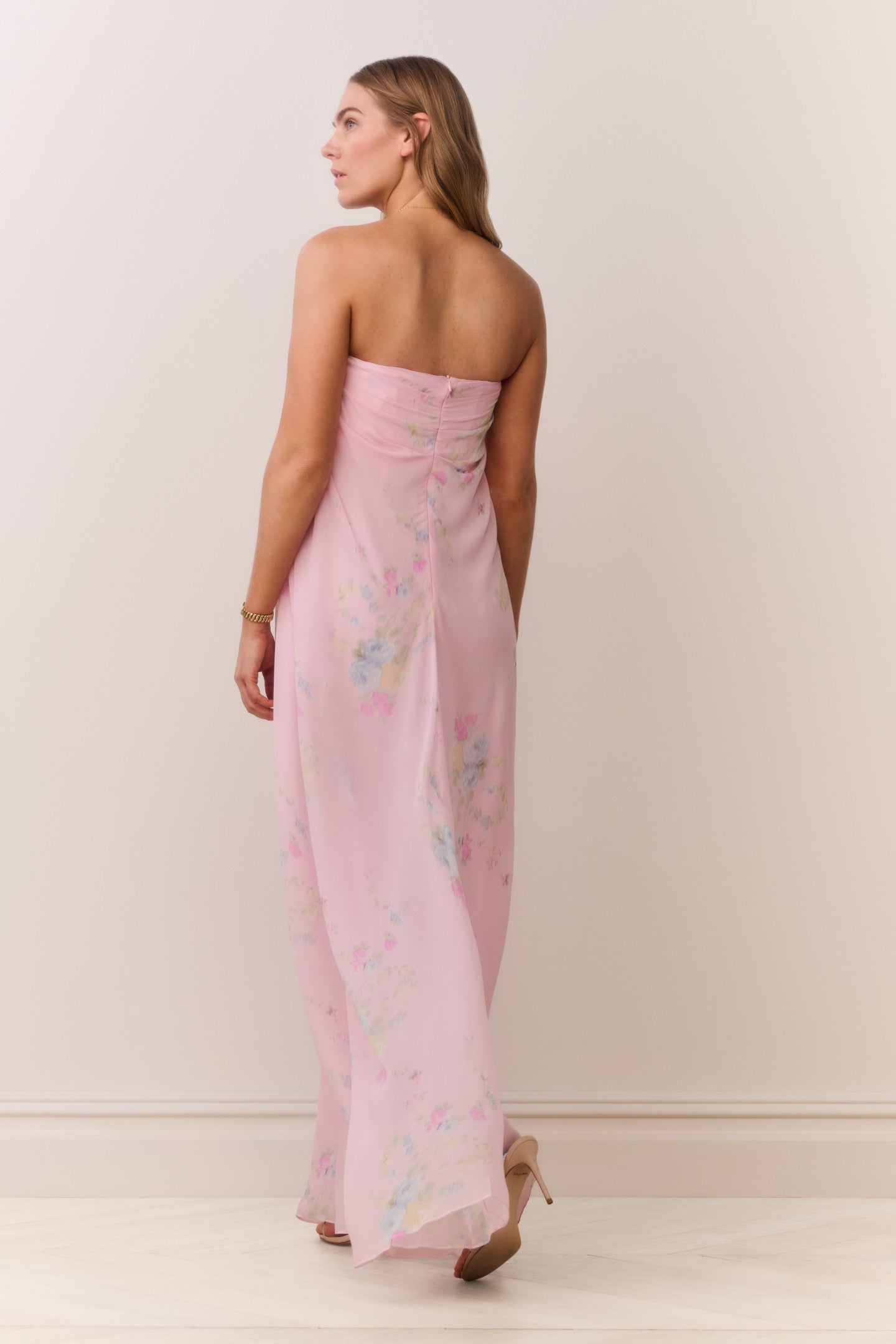 Emara Strapless Floral Chiffon Gown - Image 6