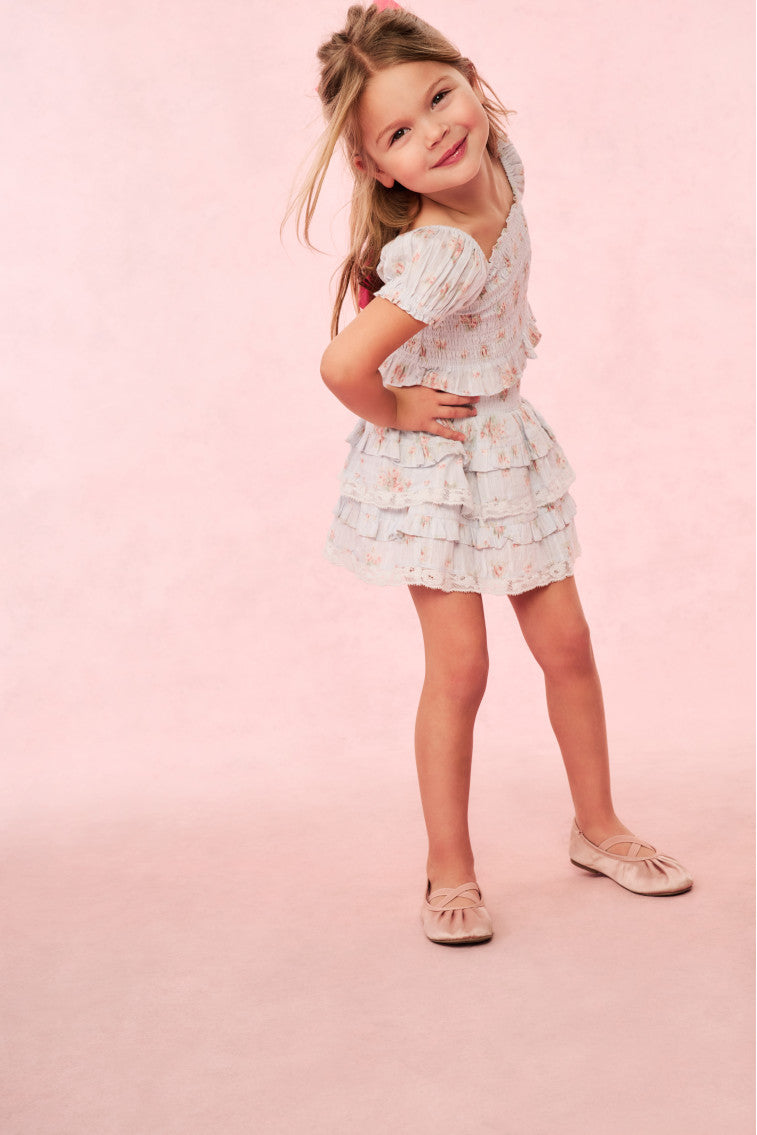 Girls Fabielle Blue Floral Top - Image 3
