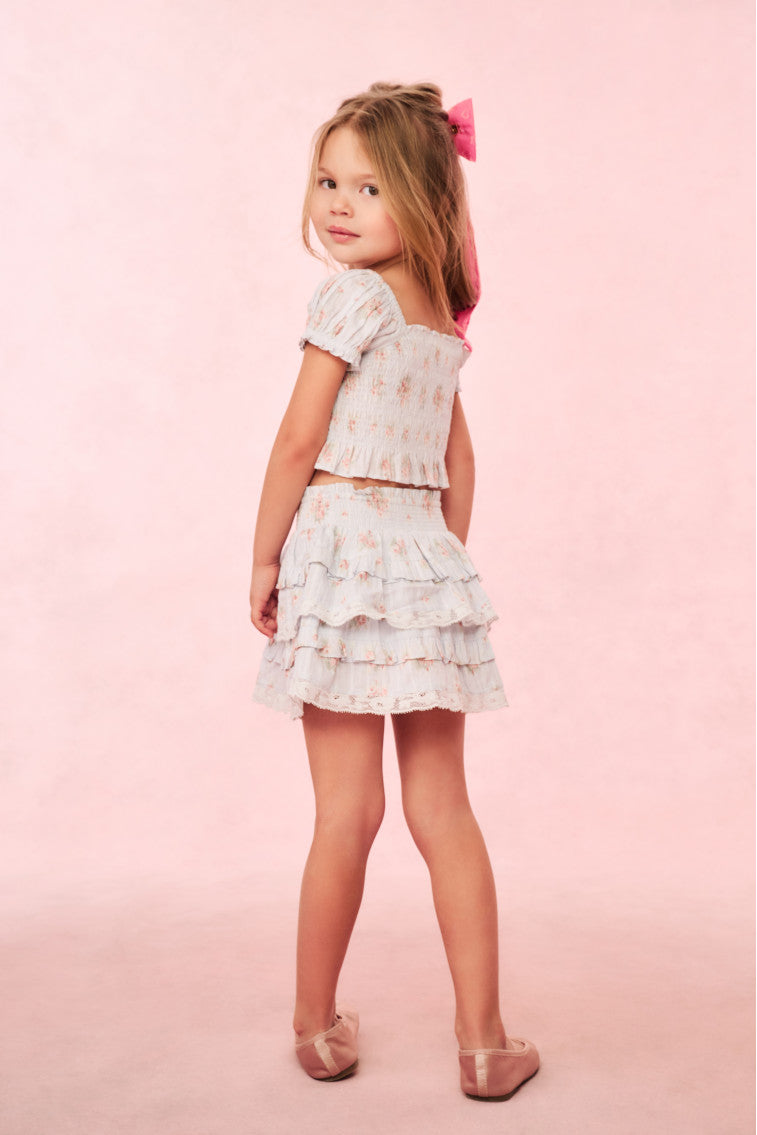 Girls Fabielle Blue Floral Top - Image 4