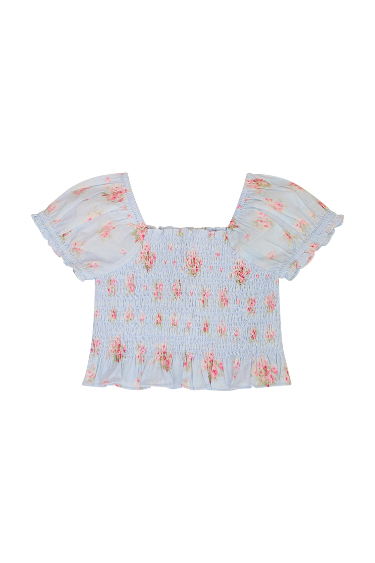 Girls Fabielle Blue Floral Top - Image 5