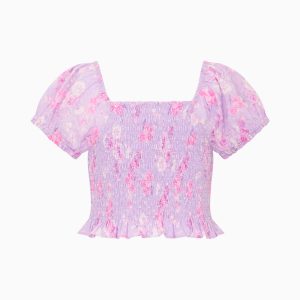 Girls Fabielle Heirloom Print Top - HIBISCUS