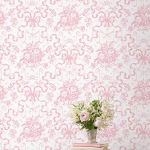 Fairytale Toile Peony Pink Wallpaper
