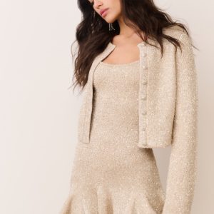 Ferra Sequin Stretch Knit Cardigan