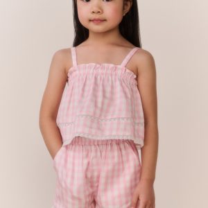 Little Girls Fiorella Gingham Top