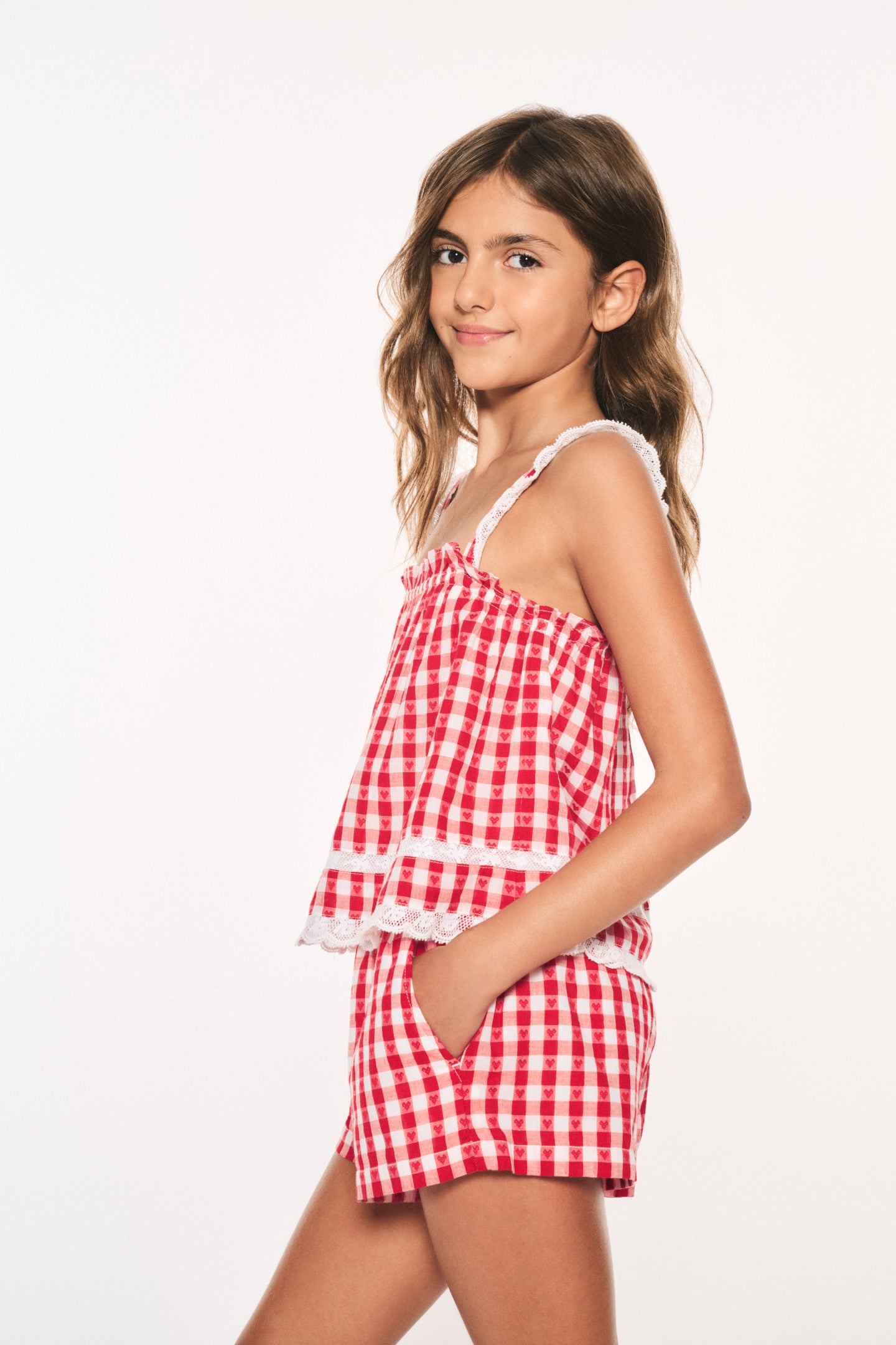 Girls Fiorella Cotton Gingham Top - Image 3