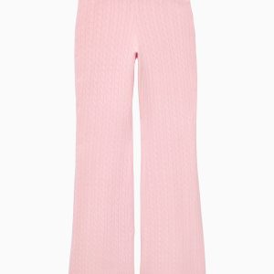 PINK x LoveShackFancy Foldover Flare Knit Pant - PINK TULIP