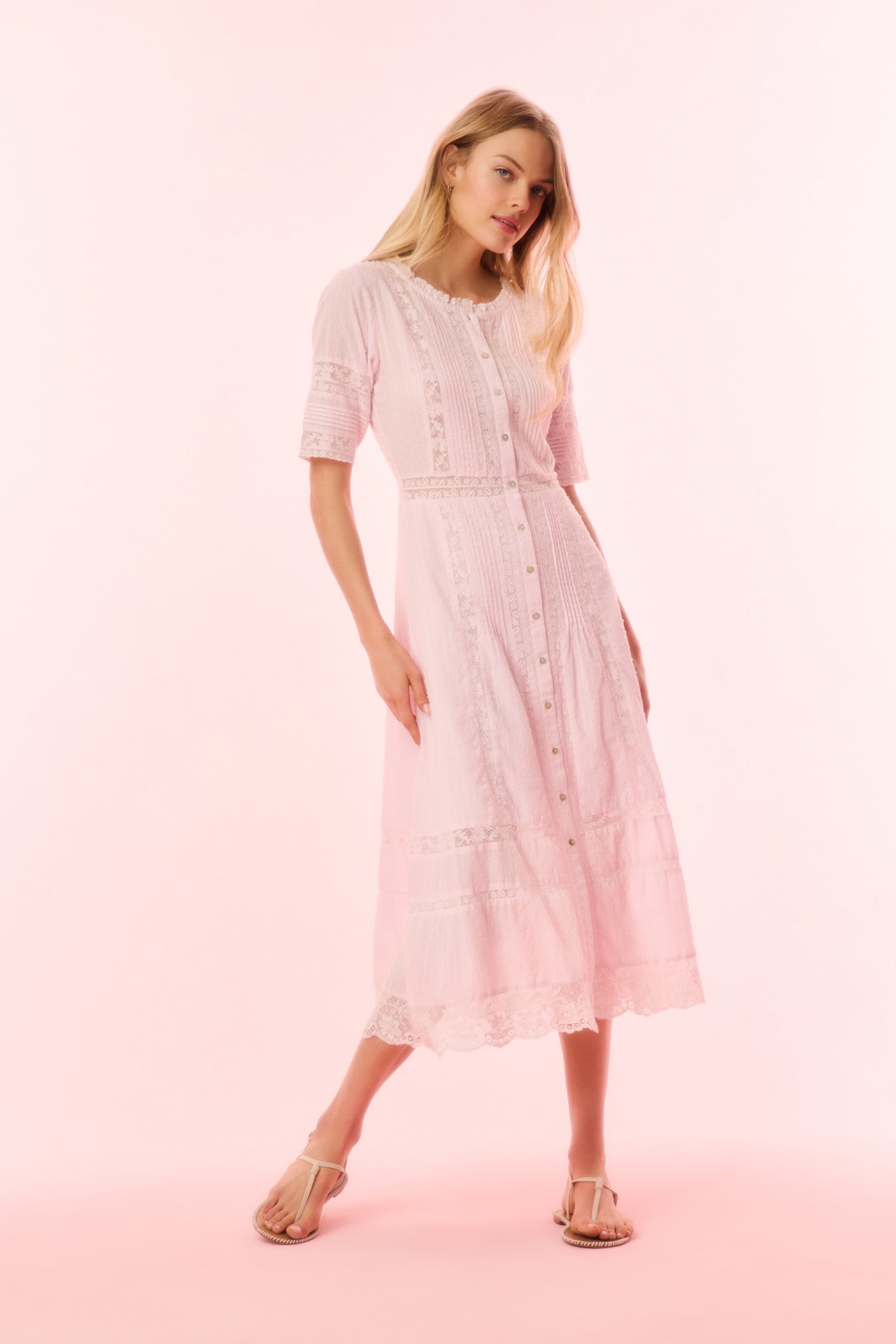 Francilla Cotton Midi Dress - BALLERINA PINK - Image 3