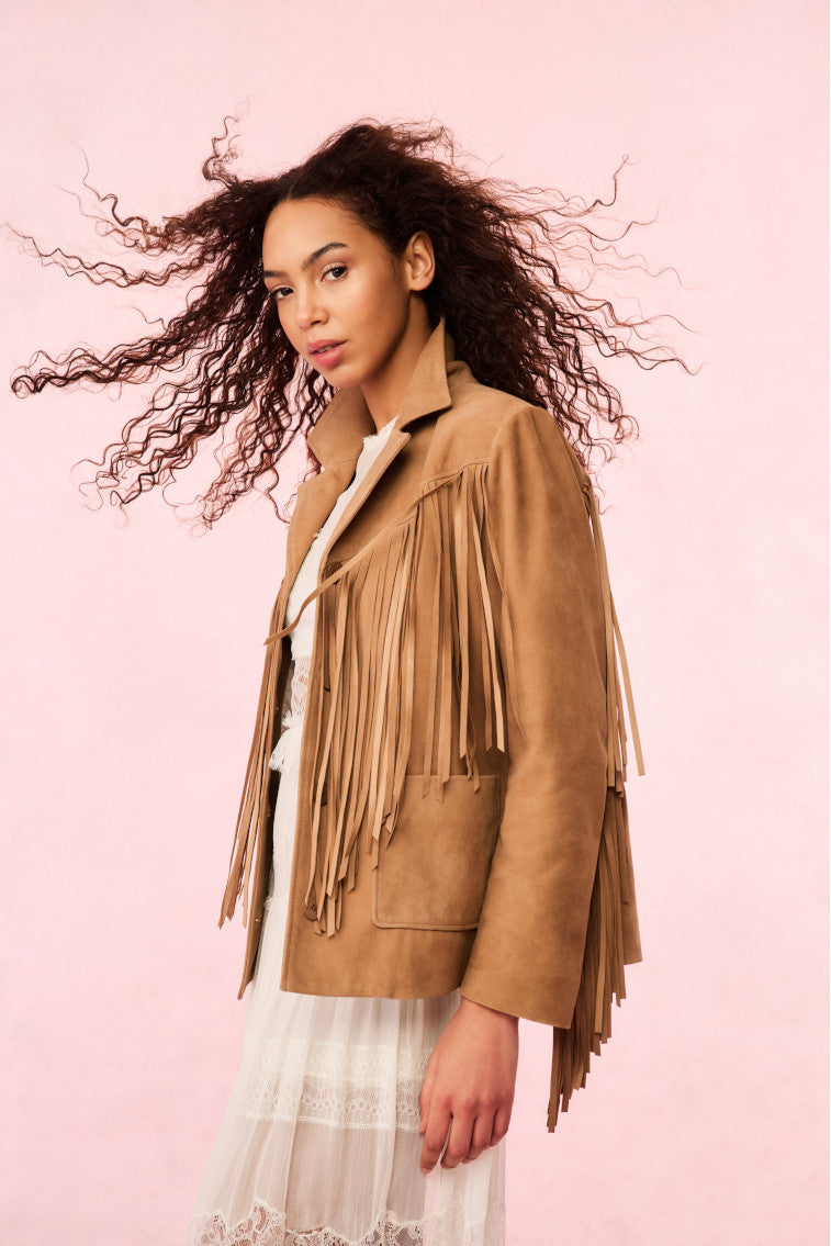 Geraline Suede Fringe Jacket - Image 4