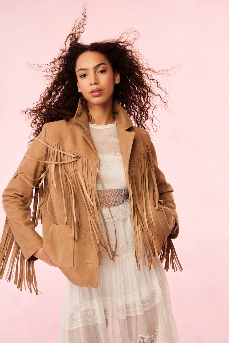 Geraline Suede Fringe Jacket - Image 2