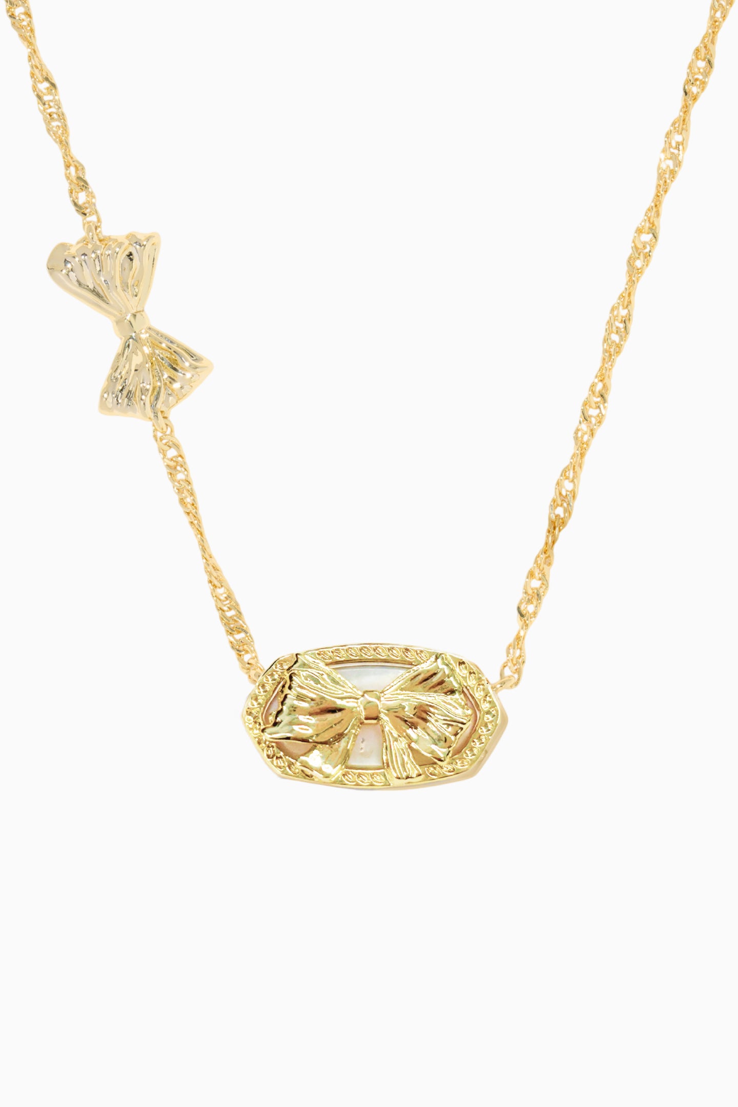 Kendra Scott x LoveShackFancy Bow Gold Whisper Blue Elisa Necklace - Image 3