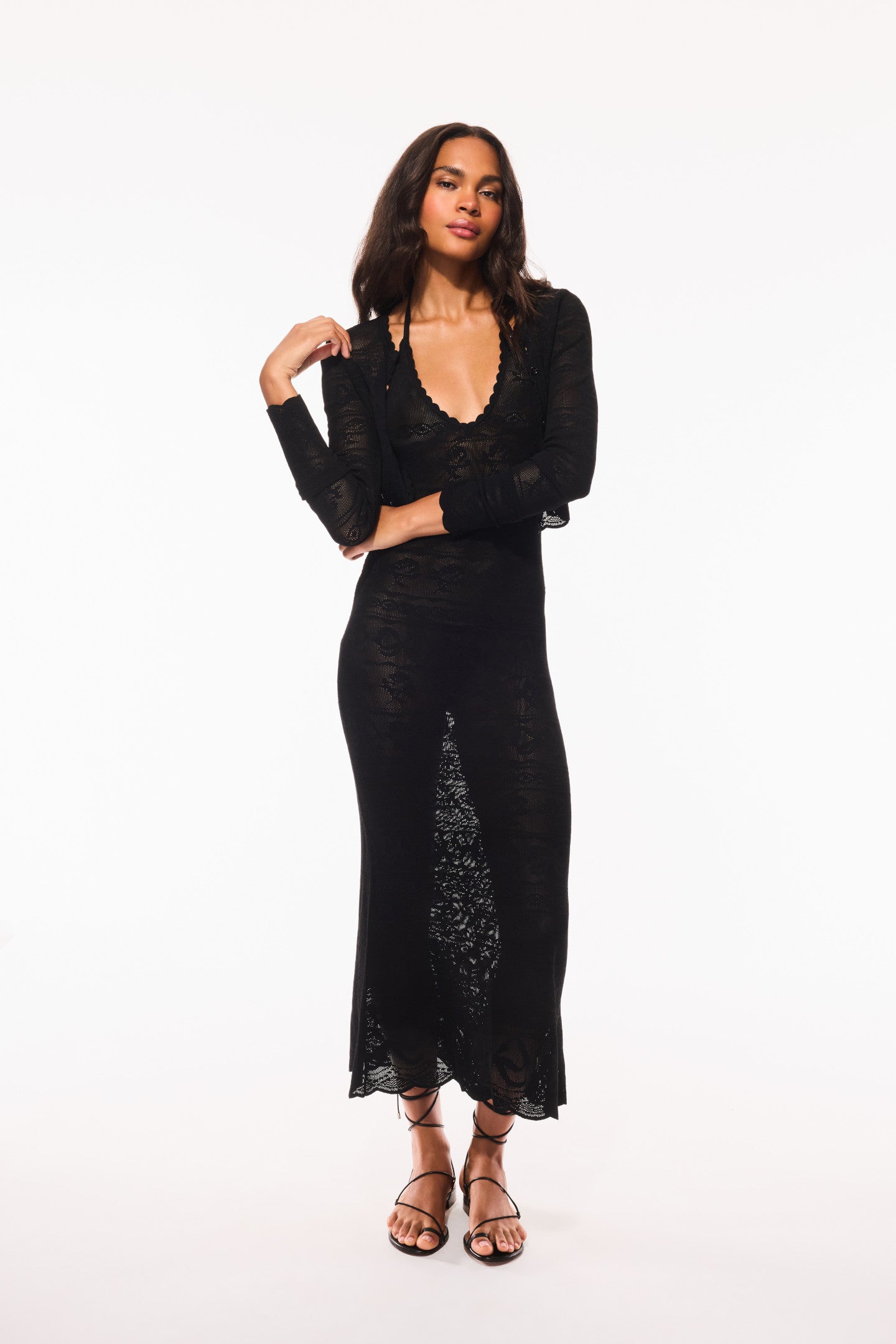 Gretta Knit Bow Cardigan - BLACK - Image 4