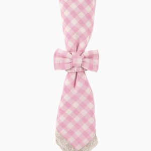Yarn Dye Gingham Bow Napkin Rings - Set of 4