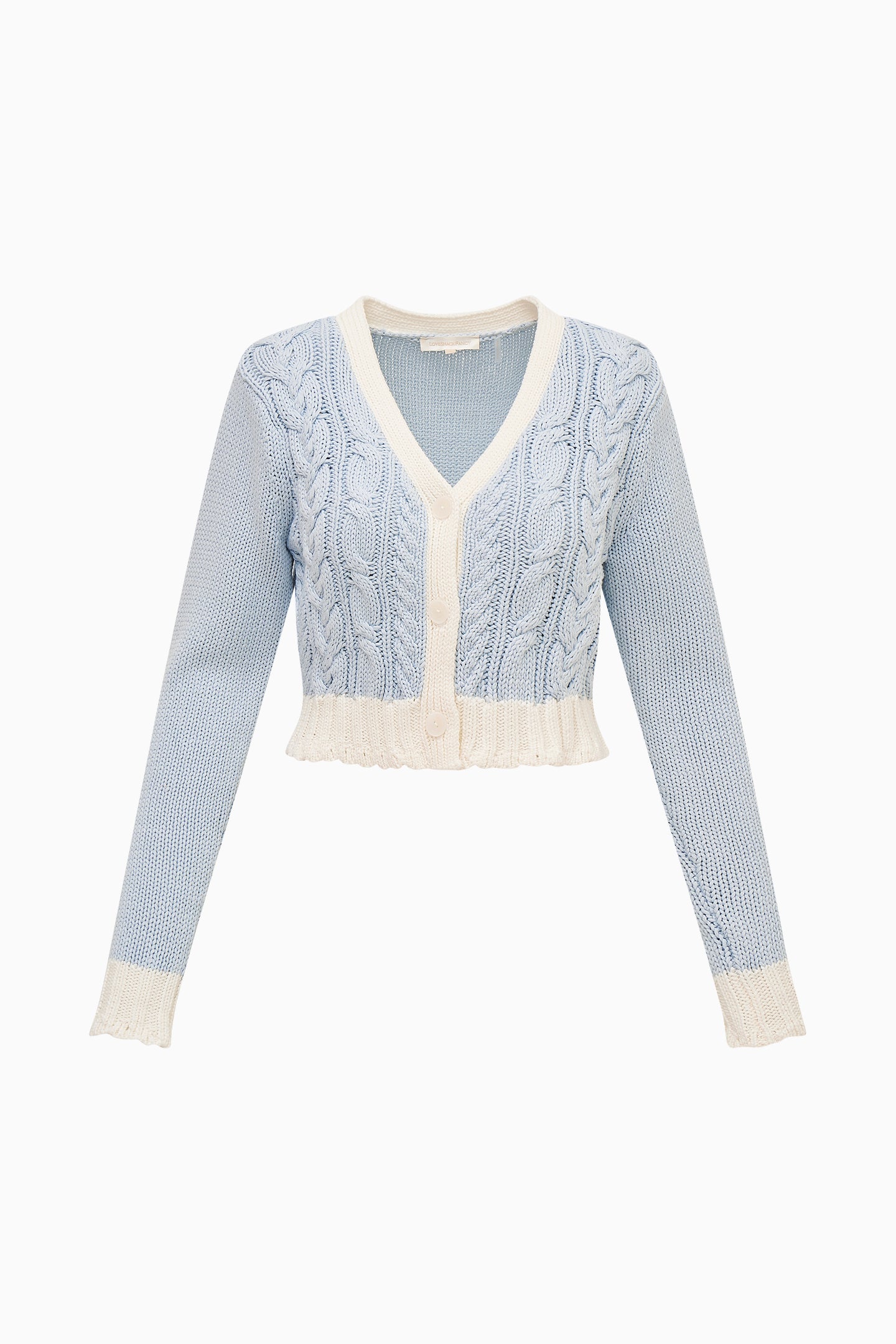 Hyacinth Cropped Cable Knit Cardigan - SUGAR SKY - Image 5