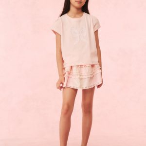 Girls Tilliat Cotton Bow Tee - ICICLE PINK