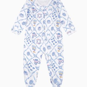 LoveShackFancy x Roller Rabbit Infant Starry Nights Lattice Zipper Footie
