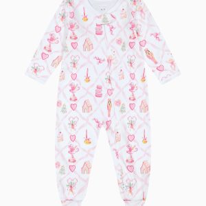 LoveShackFancy x Roller Rabbit Infant Sugarplum Lattice Zipper Footie