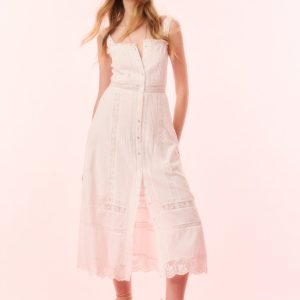 Judalon Cotton Midi Dress - OPTIC WHITE