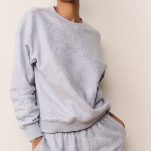 Karabeth Bow Embellished Fleece Pullover