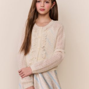 Tween Kena Alpaca-Wool Pointelle Cardigan