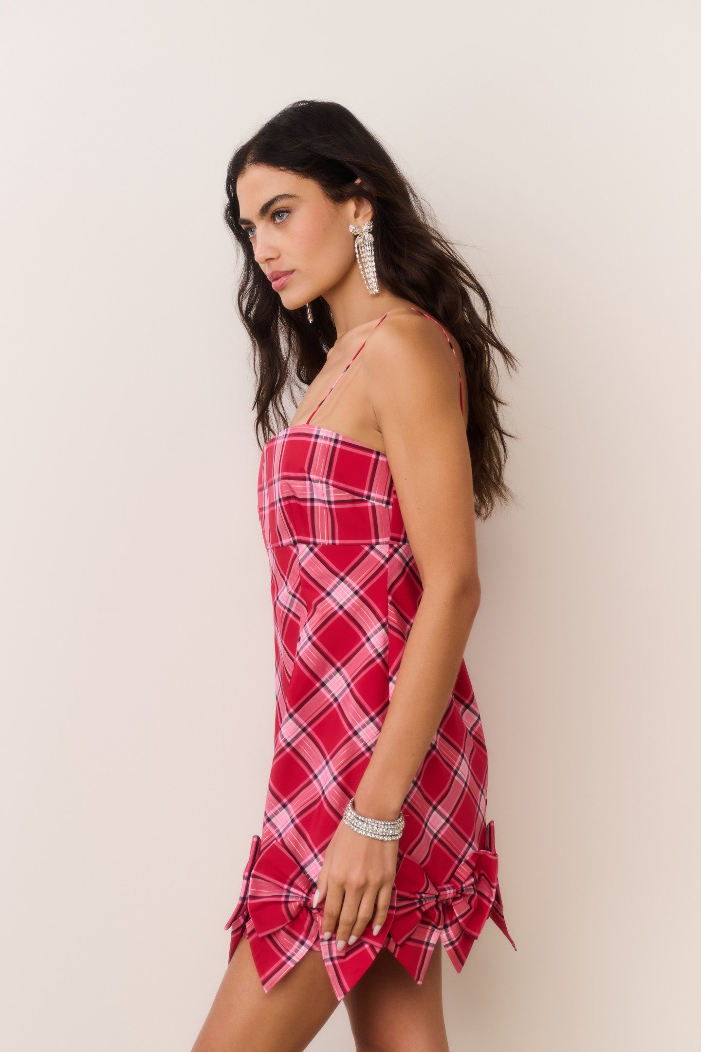 Kennedi Tartan Bow Mini Dress - Image 4