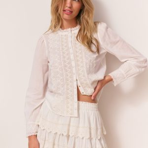 Larine Pearl-Embellished Cotton Blouse