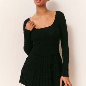 Lavender Stretch Pointelle Mini Dress