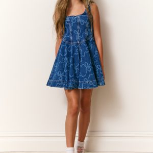Girls Liliette Denim Bow Dress