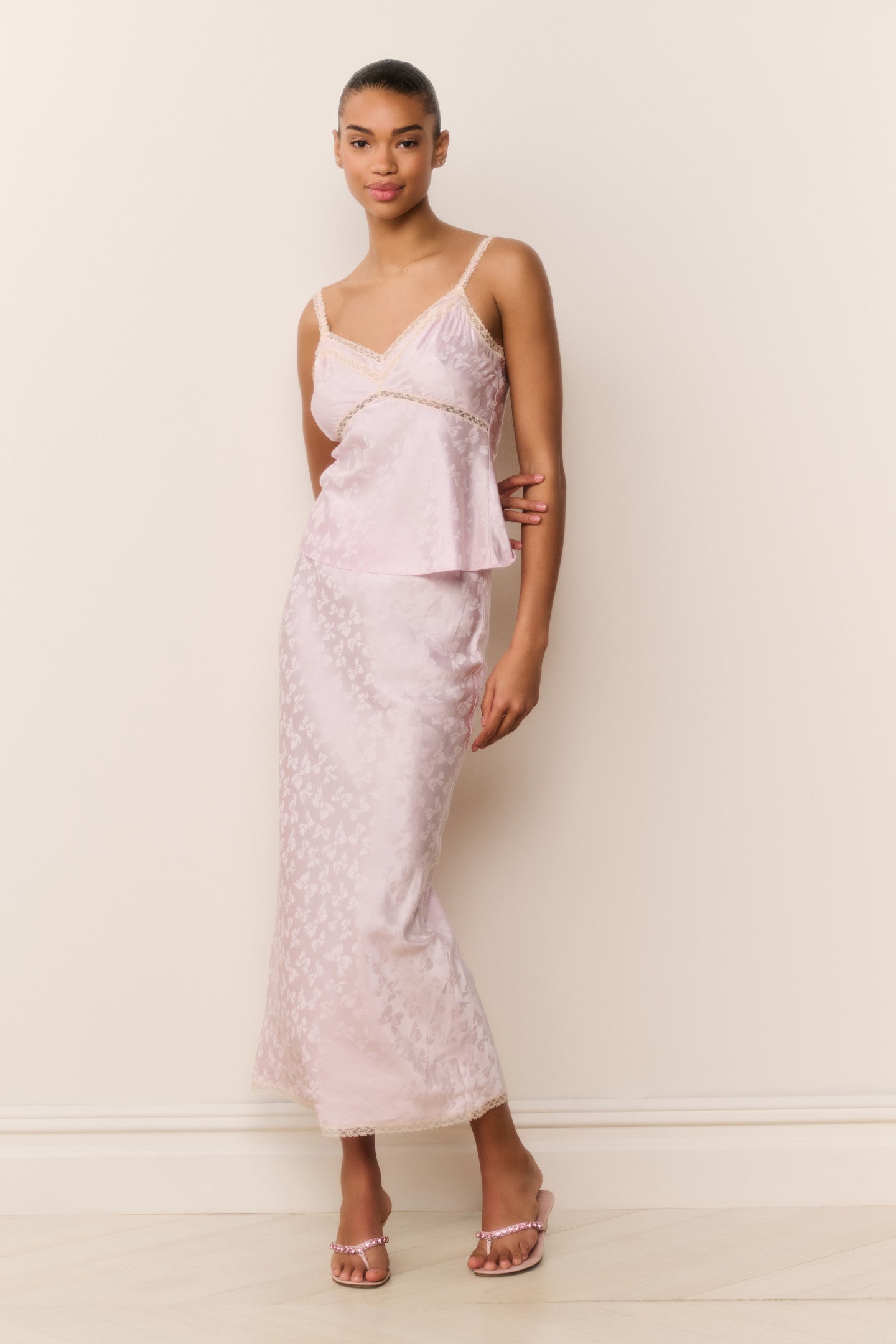 Lirena Silk-Blend Bow Jacquard Top - Image 2