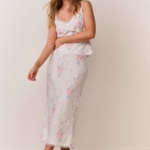 Kalo Floral Bow Print Slip Skirt