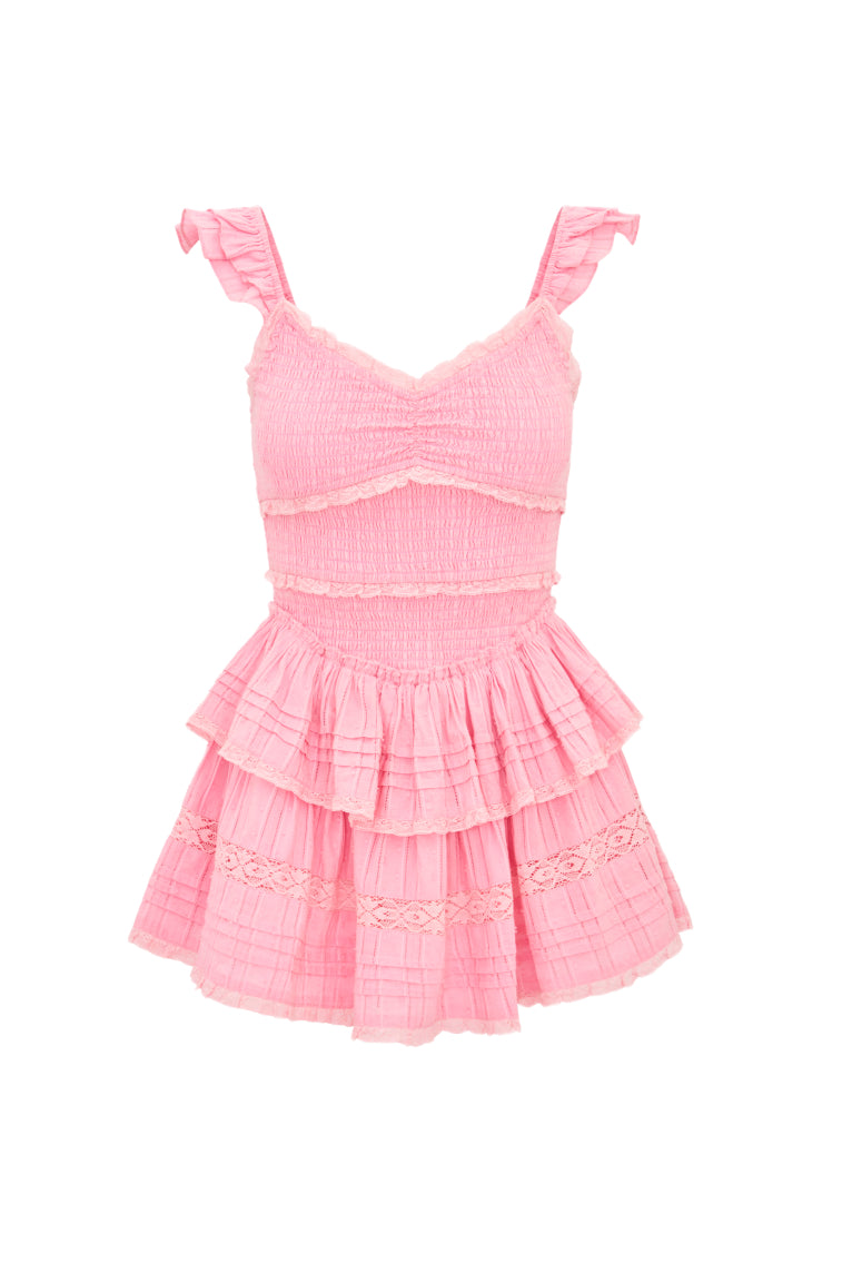 Lovine Cotton Smocked Mini Dress - STRAWBERRY SPRTIZ - Image 5