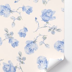 French Blue Ribbon Rosa Peel and Stick Wallpaper