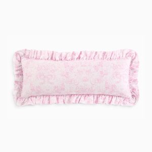Lumbar Toile Print Ruffle Pillow