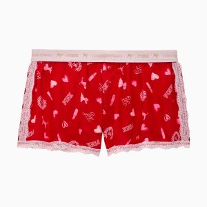 PINK x LoveShackFancy Boxy Shorts - LIPSTICK BISOUS