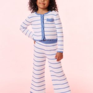 Girls Floraine Striped Crochet Cardigan