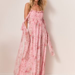 Marlana Floral Silk Chiffon Maxi Dress