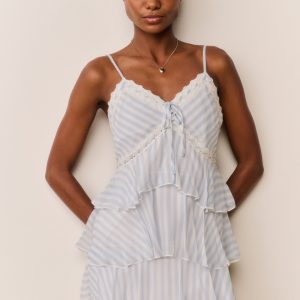 Marlia Striped Chiffon Mini Dress