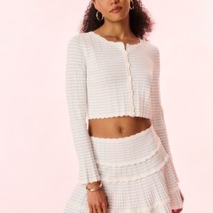 Media Striped Stretch Knit Cardigan
