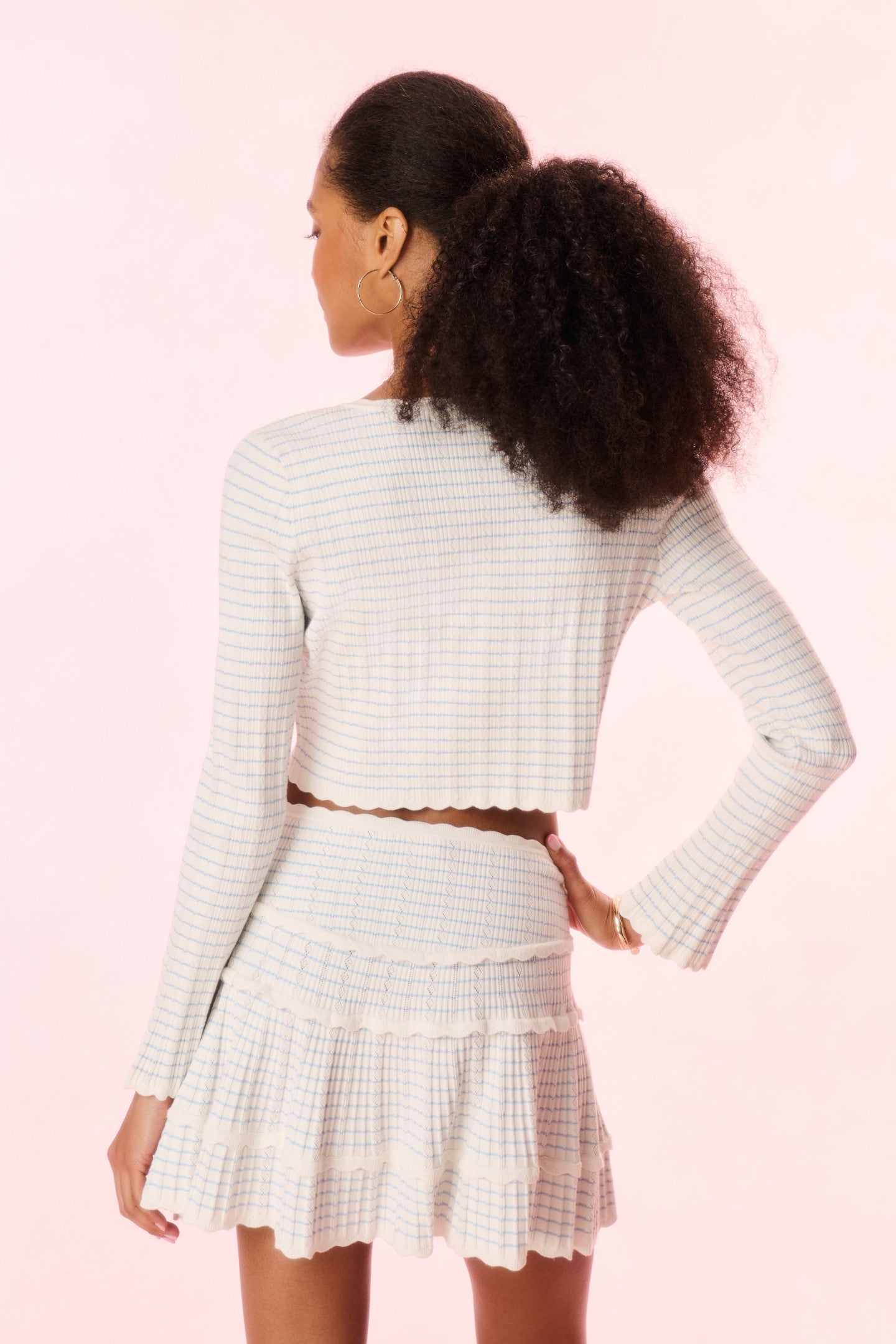 Media Striped Stretch Knit Cardigan - Image 4