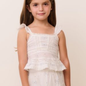 Little Girls Melsy Crystal Bow Cotton Top