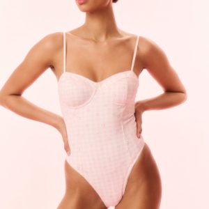 Mina Gingam Eyelet One-Piece Swimsuit