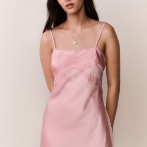 Mirelis Lace Bow Crepe Mini Dress - POTPOURRI PINK