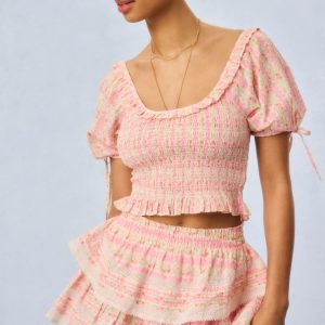 Molly Fragrance Print Top - STRAWBERRY MACAROON