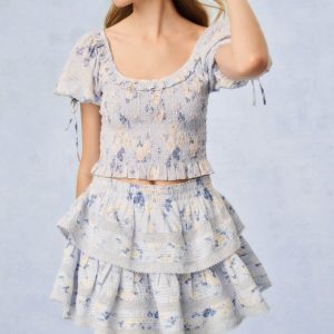 Molly Fragrance Print Top - WHISPER BLUE