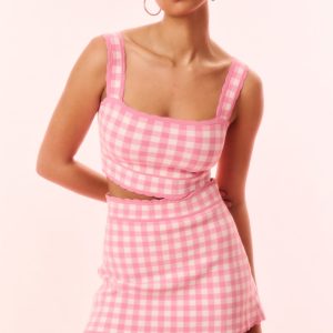Muna Checkered Knit Mini Skirt